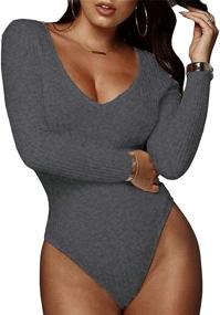 img 4 attached to GEMBERA Womens Bodysuit Bodycon Bodysut Women's Clothing ~ Bodysuits