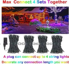 img 2 attached to 🎄 Super Bright 2-Pack 150 LED Christmas Lights: 8 Modes Twinkle Mini Lights for Indoor/Outdoor, Green Wire Xmas Tree Decorations (Multi-Colored)