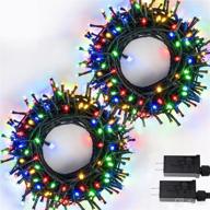 🎄 super bright 2-pack 150 led christmas lights: 8 modes twinkle mini lights for indoor/outdoor, green wire xmas tree decorations (multi-colored) logo