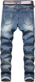 img 3 attached to Men'S DSDZ Streetwear Ripped Biker Jeans - Patchwork Pleated Stretch Denim Pants
