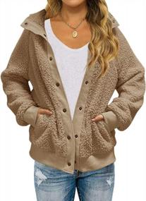 img 4 attached to Women'S Winter Sherpa Fleece Buttoned Jacket Coat With Loose Long Sleeves – Stylish Outwear By TECREW