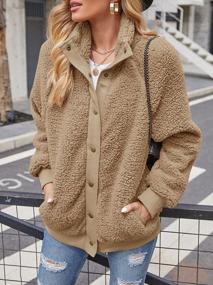 img 2 attached to Women'S Winter Sherpa Fleece Buttoned Jacket Coat With Loose Long Sleeves – Stylish Outwear By TECREW
