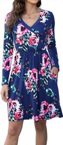 img 4 attached to Floral Tunic Wrap Dress With Pockets: A Casual Long Sleeve Fall Fashion Essential For Women By LAINAB