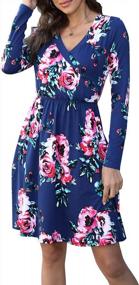 img 2 attached to Floral Tunic Wrap Dress With Pockets: A Casual Long Sleeve Fall Fashion Essential For Women By LAINAB