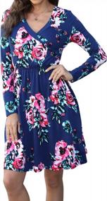img 3 attached to Floral Tunic Wrap Dress With Pockets: A Casual Long Sleeve Fall Fashion Essential For Women By LAINAB