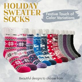 img 1 attached to Stay Cozy And Festive With Debra Weitzner'S Fleece-Lined Christmas Slipper Socks For Women