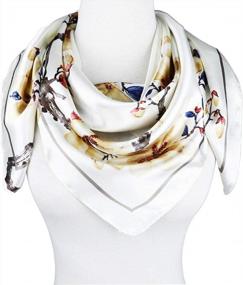 img 2 attached to Sleep In Style With Vabovin Women'S 35" Satin Square Silk-Like Hair Scarves And Wraps