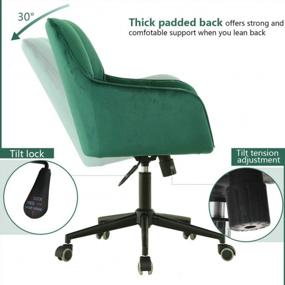 img 1 attached to Modern Home Office Desk Chair: 360° Swivel, Velvet Upholstery, Larger Wider Seat & Rolling Wheels. Adjustable Ergonomic Computer Chair With Arms - Padded Green