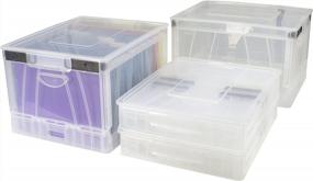 img 4 attached to Clear Folding Storage Cubes With Lids - Set Of 4, Storex 17.25 X 14.25 X 10.5 Inches