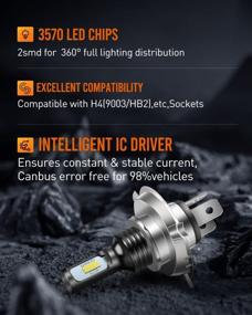 img 3 attached to LUYED H4(9003/HB2) LED Headlight Bulb Motorcycle: 2700 Lumens, 3570 2-EX Chipsets, Xenon White - Newest Design (Pack Of 1)