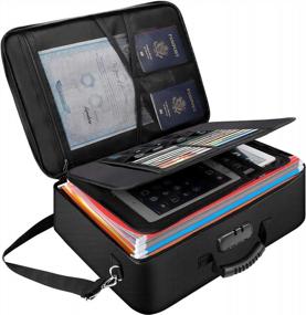 img 4 attached to Fireproof Document Organizer Bag - Tamfile File Storage Bag With Safe Lock, Shoulder Strap, And Large Multi-Layer Storage- 14.2*10.63*4.2 Inches