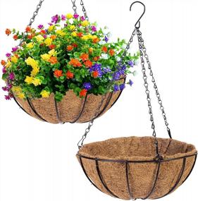 img 4 attached to Enhance Your Garden Decor With ZAUGONTW 2-Pack Metal Hanging Planters With Coir Liners – Perfect For Indoor And Outdoor Plants