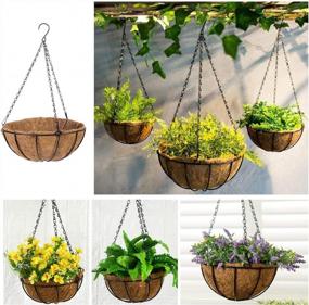 img 1 attached to Enhance Your Garden Decor With ZAUGONTW 2-Pack Metal Hanging Planters With Coir Liners – Perfect For Indoor And Outdoor Plants