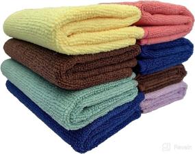 img 4 attached to 🧽 8-Pack of Matata Microfiber Cleaning Cloths (12in.x12in.) - Soft, Highly Absorbent, Lint-Free & Streak-Free for Kitchen, Bathroom, Car Window, Table