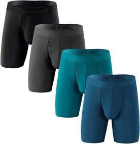 img 4 attached to Stay Cool And Comfortable: 4 Pack Men'S Bamboo Viscose Boxer Briefs With Fly