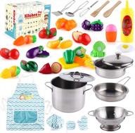 35-piece kitchen pretend play set for kids - cookware, utensils, apron & more! logo