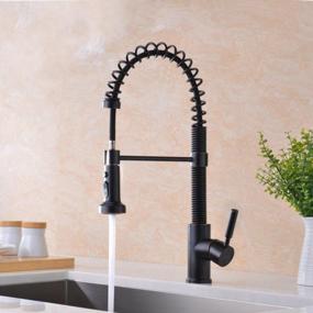 img 2 attached to GICASA Solid Brass Commercial Style Faucet Single Handle Pause Function Pull Out Sprayer Kitchen Faucet, Oil Rubbed Bronze Pull Down Kitchen Sink Faucets