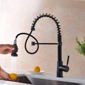 img 3 attached to GICASA Solid Brass Commercial Style Faucet Single Handle Pause Function Pull Out Sprayer Kitchen Faucet, Oil Rubbed Bronze Pull Down Kitchen Sink Faucets