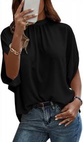 img 4 attached to Women'S Summer Tops: Angashion Short Sleeve Tunic Blouses In Solid Colors & Loose Fit!