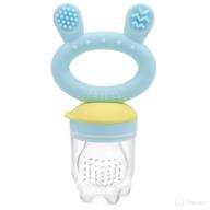 🍼 haakaa baby food feeder/fruit feeder pacifier - silicone baby feeder teether for teething - blue (1 pack) logo