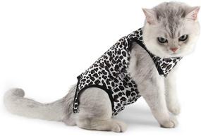 img 4 attached to 🐾 Etdane Cat Surgical Recovery Suit: Leopard Print Long Sleeve Shirt for Small Dogs - Female & Male Doggy Vest