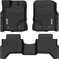 🚗 oedro floor mats for 2019-2022 ford ranger supercrew cab: custom fit tpe all-weather guard in black - front & 2nd seat 2 row liner set логотип