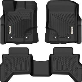 img 4 attached to 🚗 OEDRO Floor Mats for 2019-2022 Ford Ranger SuperCrew Cab: Custom Fit TPE All-Weather Guard in Black - Front & 2nd Seat 2 Row Liner Set