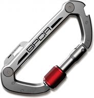 heavy duty stainless steel carabiner keychain lite with red ring - multitool for camping, hiking and outdoor gear, backpack accessory logo