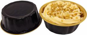 img 2 attached to Serve Your Desserts In Style With KitchenDance Disposable Colored Cake Cups And Tart Pans With Snap-On Dome Lid #A8P (100, Black & Gold)