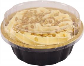 img 1 attached to Serve Your Desserts In Style With KitchenDance Disposable Colored Cake Cups And Tart Pans With Snap-On Dome Lid #A8P (100, Black & Gold)