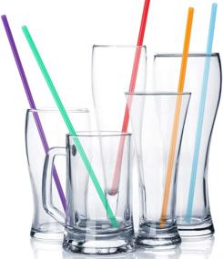 img 2 attached to 🥤 Tomnk 300pcs 10.3 Inch Disposable Drinking Straws - Extra Long Plastic Straws in Assorted Vibrant Colors