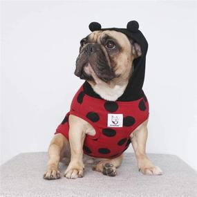 img 1 attached to 🐞 iChoue Ladybird Dog Costume Hoodie Shirt for French Bulldog Frenchie Shiba Inu -Black and Red Sleeveless Clothes Pullover