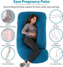 img 3 attached to BATTOP Pregnancy Pillows Full Body Maternity Pillow For Sleeping With Washable Cover,Support For Back, Hips, Legs, Belly For Pregnant Women (Knit-Blue)