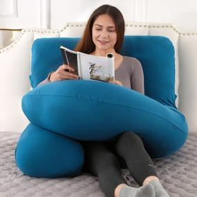 img 1 attached to BATTOP Pregnancy Pillows Full Body Maternity Pillow For Sleeping With Washable Cover,Support For Back, Hips, Legs, Belly For Pregnant Women (Knit-Blue)
