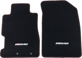 img 1 attached to 🔴 IKON MOTORSPORTS Honda Civic Floor Mat (2001-2005, Excludes Si): EM2 Logo, Factory Fitment Front & Rear Nylon Car Carpets, Carpet Liner - 2002 2003 2004