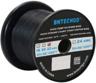 flexible 22 awg stranded tinned copper wire spool - 1000 ft black silicone wire by bntechgo logo