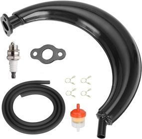 img 4 attached to 🚲 FVRITO 40mm Exhaust Muffler Pipe Silencer Gasket Fuel Line Filter with Spark Plug - High Quality Set for 2 Stroke Gas Engine Motorized Bicycle, Black