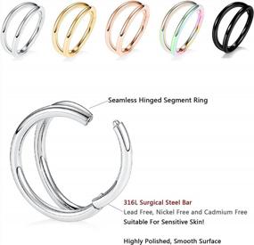img 2 attached to 316L Surgical Steel Septum Clicker Nose Ring Hoop Sleeper Earring Helix Rook Conch Cartilage Daith Tragus Lobe Piercing Jewelry Women Girls