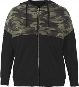 img 1 attached to Stylish Women's Plus Size Camo Hoodie: Comfy Long Sleeve Sweatshirt with Zipper, Drawstring and Pocket