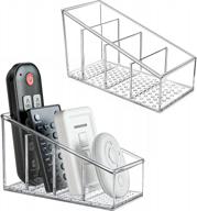 maxgear remote control holder desk organizer: clear plastic desktop organization with 4 compartments & makeup brush holders, perfect for home/office/school (2 packs) logo