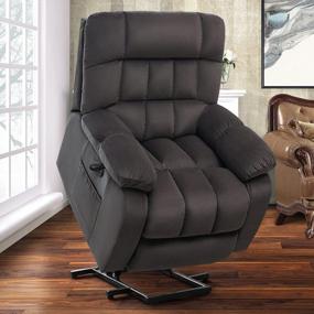 img 4 attached to Electric Power Lift Recliner Chair W/ Massage, Heat & Side Pocket - Perfect For Elderly | CDCASA Gray Coffee
