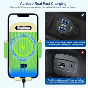 img 2 attached to 📱 BENBOAR Wireless Car Charger Phone Holder: 15W Kharly Auto-Clamping Car Mount for iPhone 13 Pro, Samsung S21/S22Ultra, Google Pixel 6 - Green