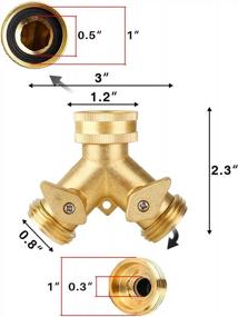 img 2 attached to Maximize Your Garden Watering Efficiency With Jansamn Solid Brass Hose Splitter - 2 Way Shut-Off Valve For American Thread 3/4" Garden Hoses