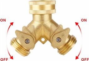 img 1 attached to Maximize Your Garden Watering Efficiency With Jansamn Solid Brass Hose Splitter - 2 Way Shut-Off Valve For American Thread 3/4" Garden Hoses
