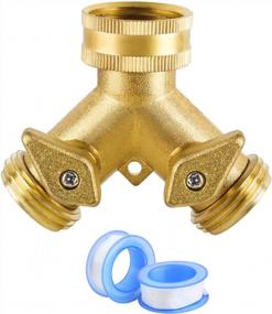 img 4 attached to Maximize Your Garden Watering Efficiency With Jansamn Solid Brass Hose Splitter - 2 Way Shut-Off Valve For American Thread 3/4" Garden Hoses