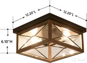 img 3 attached to 🏡 Farmhouse Flush Mount Ceiling Lamp: Rustic 2-Lights Indoor Outdoor Close to Ceiling Light Fixture with Wood Texture Finish for Kitchen, Dining Room, Bedroom, Porch, Hallway, Entryway | ETL Listed