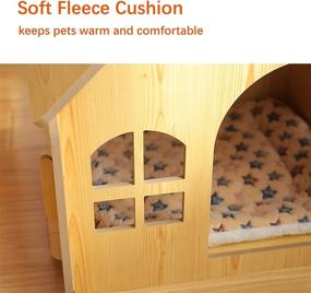 img 1 attached to 🏠 PetBus Cat House: Cozy Indoor Shelter for Cats & Small Dogs with Cushioned Padding, Wooden Construction, Doors, Windows, and Easy Assembly