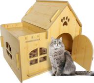 🏠 petbus cat house: cozy indoor shelter for cats & small dogs with cushioned padding, wooden construction, doors, windows, and easy assembly logo