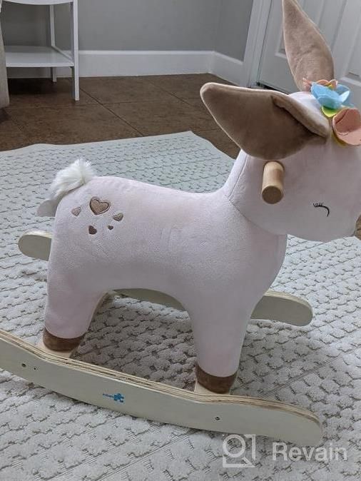 img 1 attached to Labebe Stuffed Animal Rocker Toy - 2 In 1 Wooden Reindeer Rocking Horse For Kids 6-36 Months - Perfect Child Rocking Toy And Animal Ride On review by Jamie Kamoso