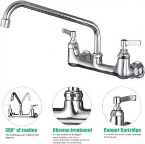 img 3 attached to 8-Inch Wall-Mounted Commercial Sink Faucet With 14-Inch Spout By CWM